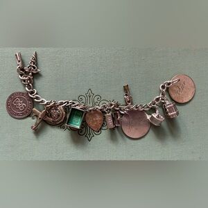 AMAZING mid century charm bracelet engraved SUE and SUSAN with moveable charms